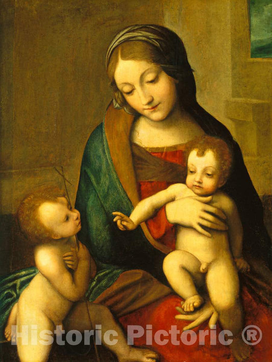 Art Print : Correggio, Madonna and Child with The Infant Saint John, c. 1510 - Vintage Wall Art