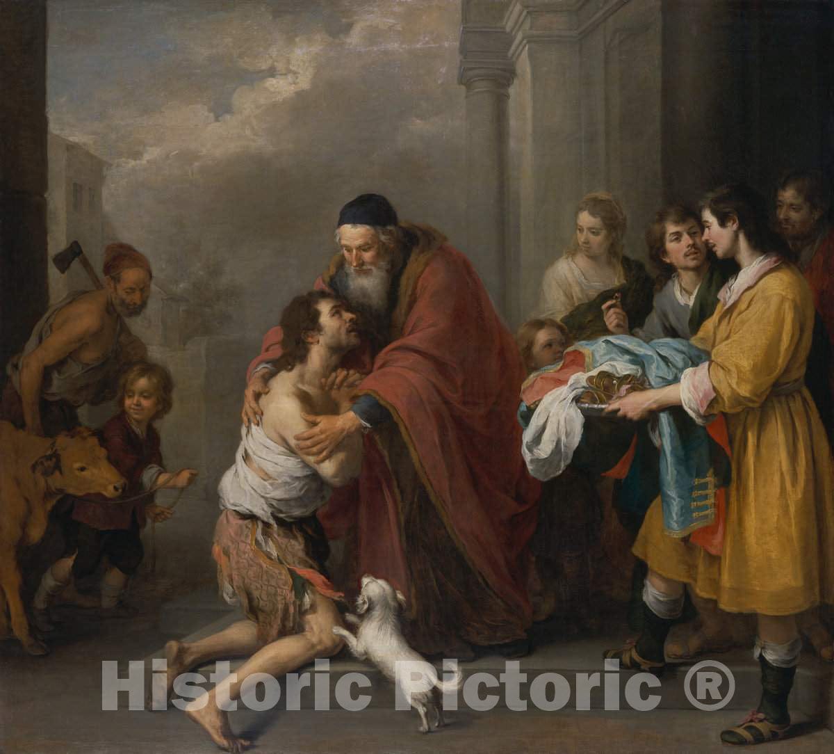 Art Print : The Return of the Prodigal Son 1667,  Bartolomâ€š Esteban Murillo -  Vintage Wall Art