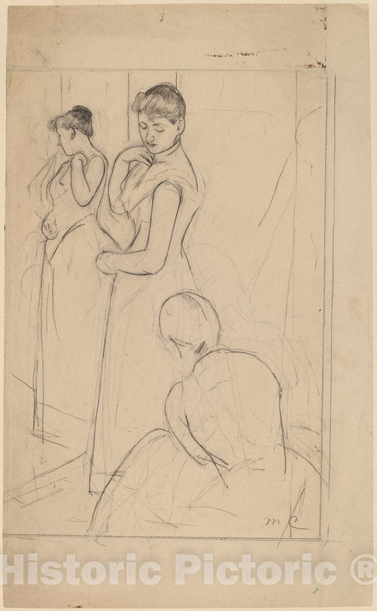 Art Print : Mary Cassatt, The Fitting [Recto], 1890-1891 - Vintage Wall Art
