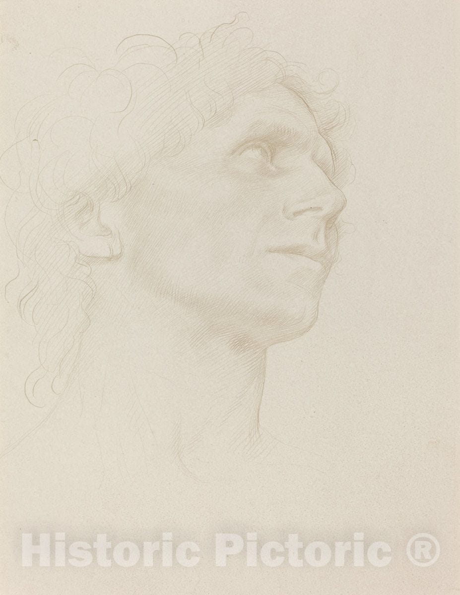 Art Print : Alphonse Legros, Study of Woman's Head, Turned Right - Vintage Wall Art