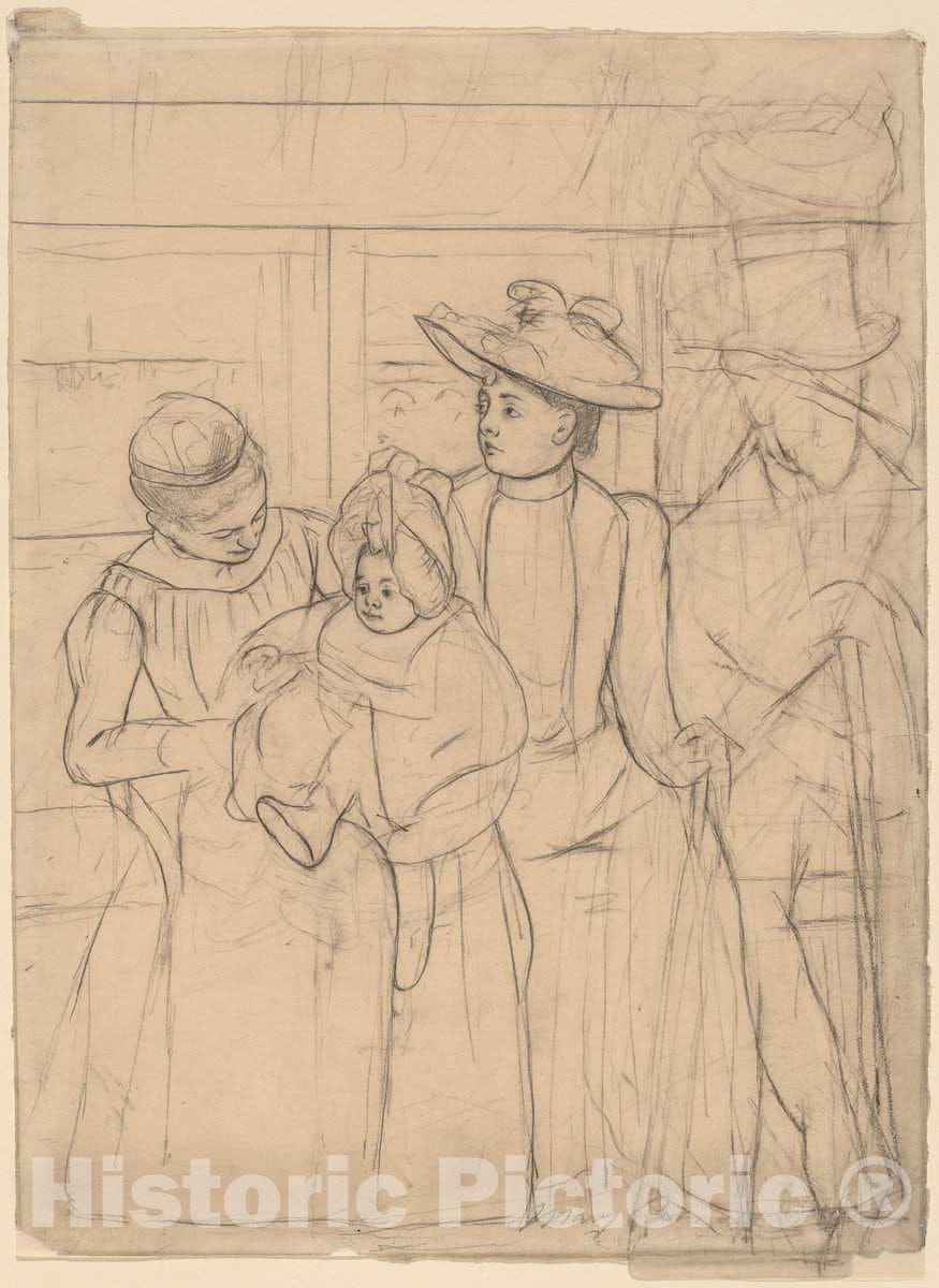 Art Print : Mary Cassatt, in The Omnibus [Recto], c. 1891 - Vintage Wall Art