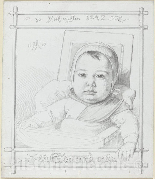 Art Print : Julius HÃ¼bner, Eduard, The Artist's Infant Son, 1842 - Vintage Wall Art