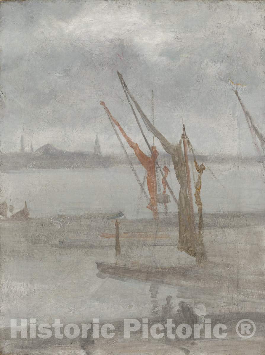Art Print : James McNeill Whistler, Grey and Silver: Chelsea Wharf, c.1866 - Vintage Wall Art