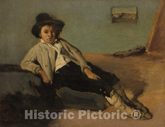 Art Print : Baptiste-Camille Corot, Italian Peasant Boy, c.1826 - Vintage Wall Art