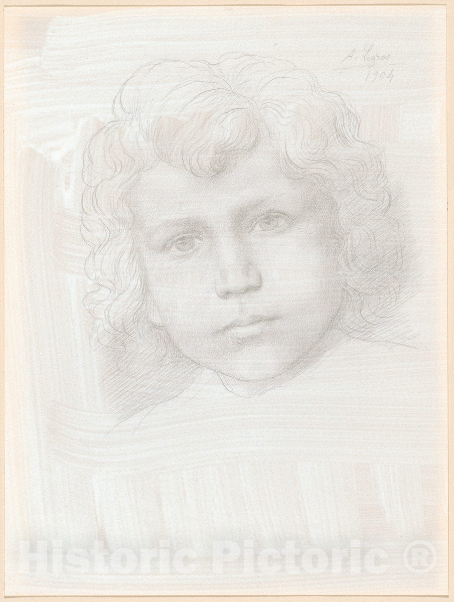 Art Print : Alphonse Legros, Study of Cupid (Head of a Girl), 1904 - Vintage Wall Art
