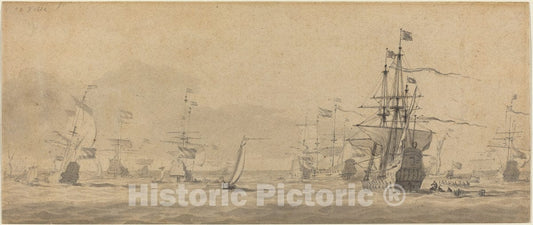 Art Print : Willem Van de Velde The Younger, Marine - Vintage Wall Art