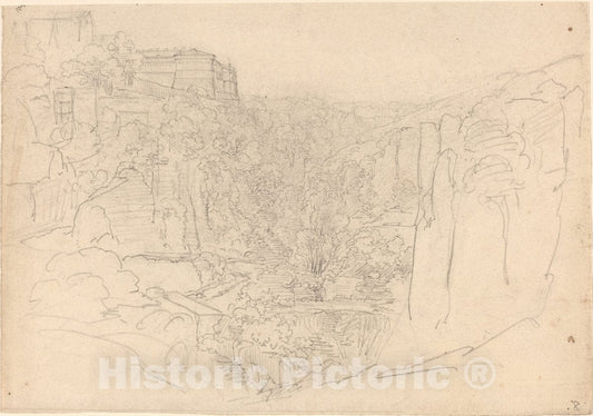 Art Print : Friedrich SalathÃ©, Fortified Castle Above a Narrow Valley - Vintage Wall Art