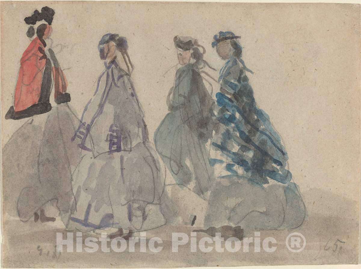 Art Print : EugÃ¨ne Boudin, Four Women at Trouville, 1865 - Vintage Wall Art