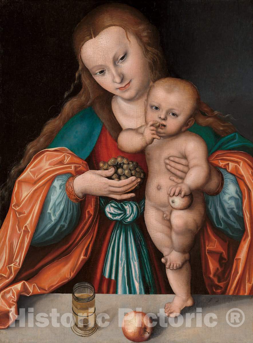 Art Print : Lucas Cranach The Elder, Madonna and Child, c. 1535 or After - Vintage Wall Art
