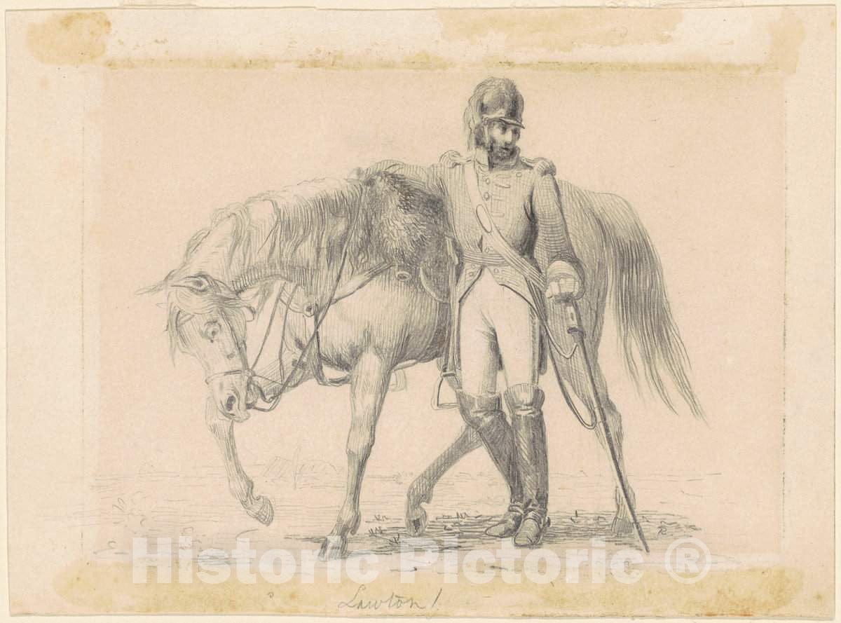 Art Print : William Tylee Ranney, Dragoon with His Charger, c. 1830-1840 - Vintage Wall Art
