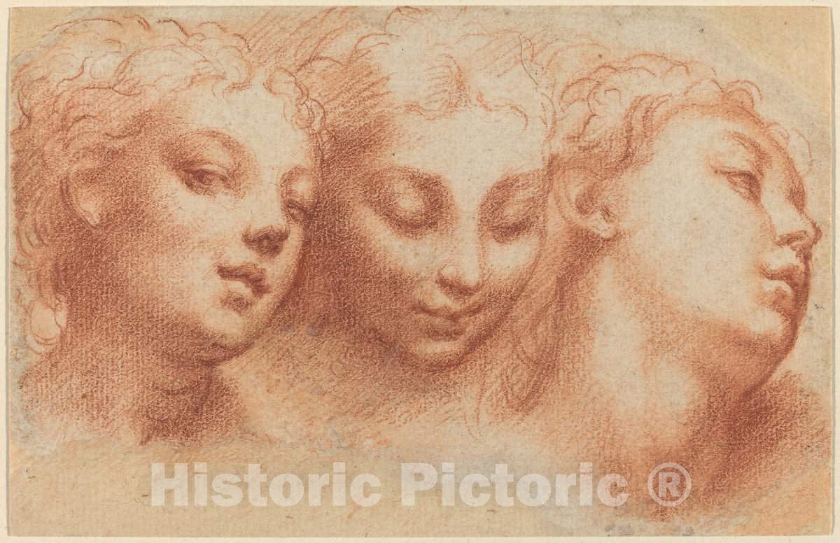 Art Print : Parmigianino, Three Feminine Heads, c.1523 - Vintage Wall Art