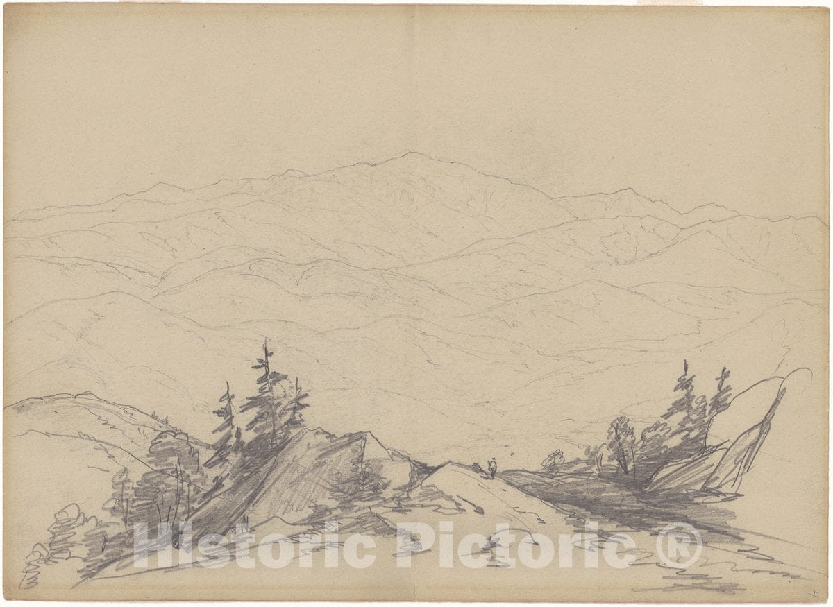 Art Print : John William Casilear, Mountain Landscape, Late 19th Century - Vintage Wall Art