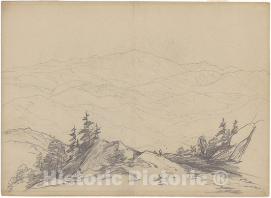 Art Print : John William Casilear, Mountain Landscape, Late 19th Century - Vintage Wall Art
