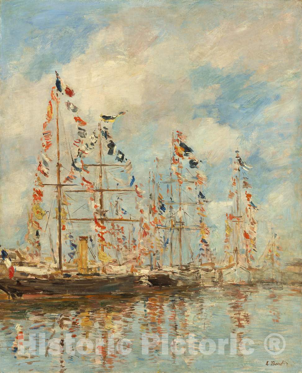 Art Print : EugÃ¨ne Boudin, Yacht Basin at Trouville-Deauville, c.1896 - Vintage Wall Art