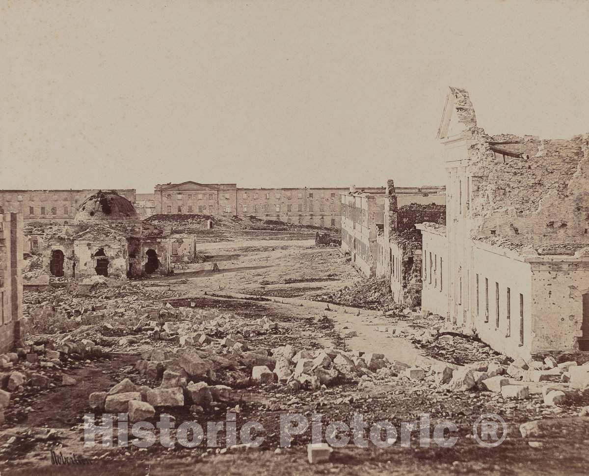Art Print : James Robertson, Courtyard with Domed Building in Ruins, 1855-1856 - Vintage Wall Art