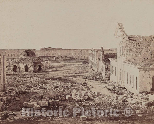 Art Print : James Robertson, Courtyard with Domed Building in Ruins, 1855-1856 - Vintage Wall Art