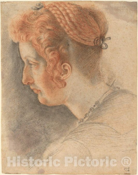 Art Print : Head of a Woman - Vintage Wall Art