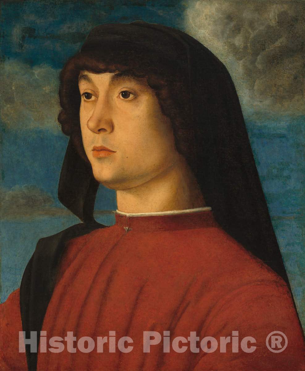Art Print : Giovanni Bellini, Portrait of a Young Man in Red, c. 1480 - Vintage Wall Art