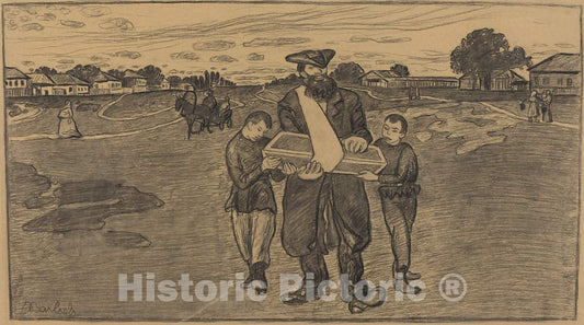 Art Print : Ernst Barlach, Child's Funeral in Russia, c.1907 - Vintage Wall Art