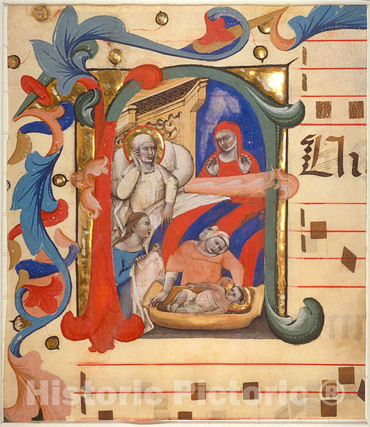 Art Print : Nicolo da Bologna, Birth of John The Baptist, Late 14th Century - Vintage Wall Art