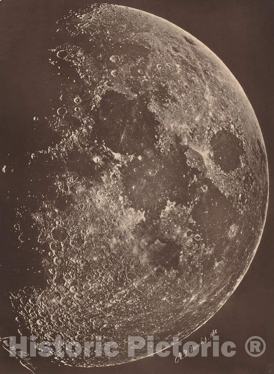 Art Print : Lewis Rutherford, Photographie de la Lune a Son 1er Quartier, 1865 - Vintage Wall Art