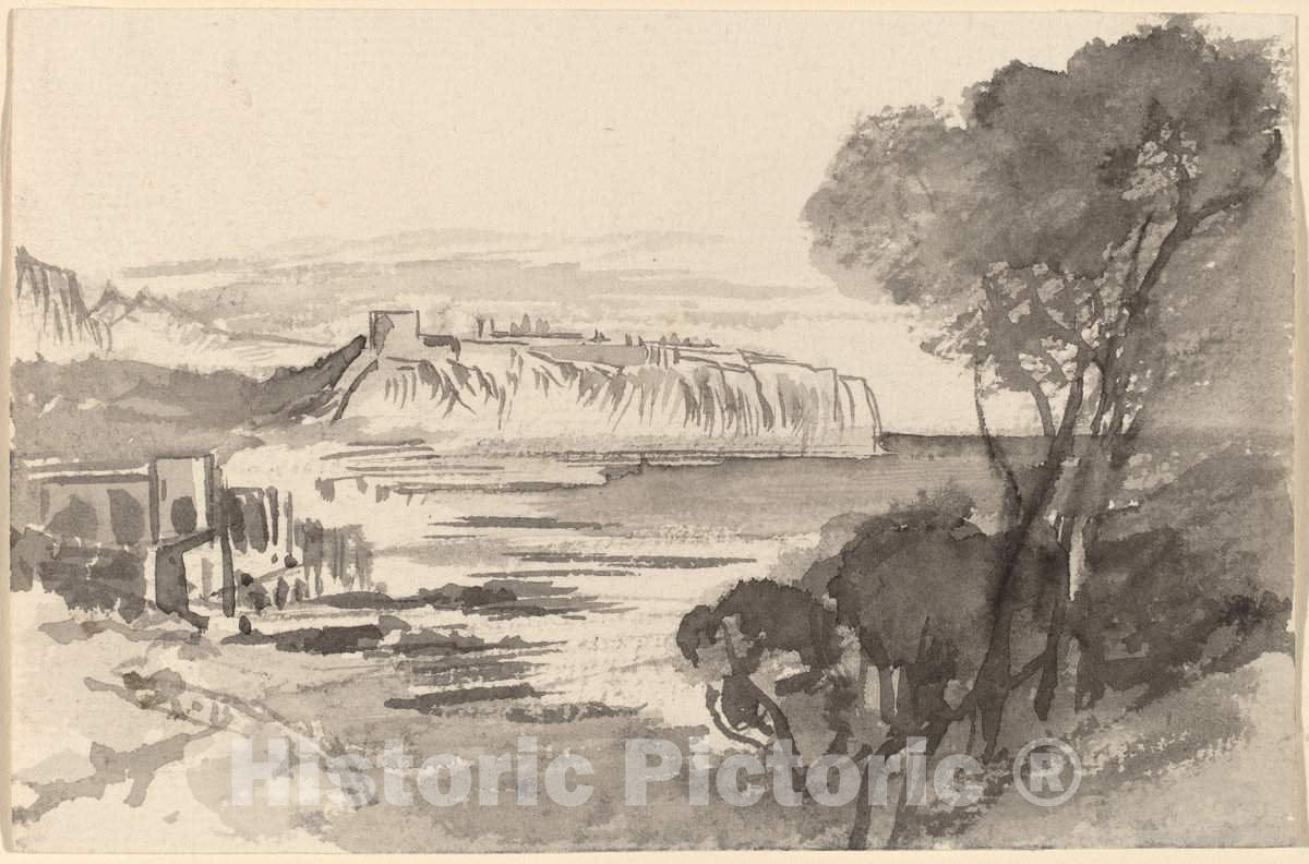 Art Print : Edward Lear, View Across a Bay (Monaco), c.1885 - Vintage Wall Art