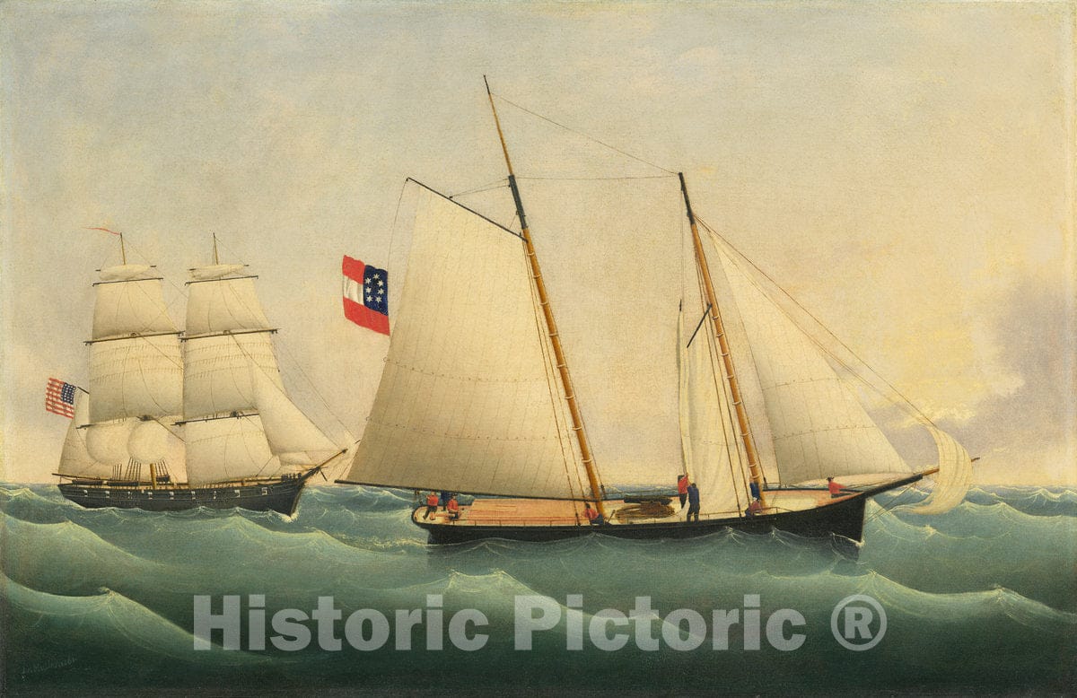 Art Print : Fritz MÃ¼ller, Capture of The Savannah by The U.S.S. Perry, 1861 - Vintage Wall Art