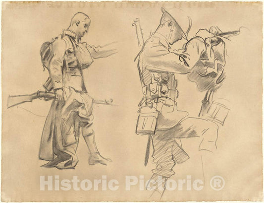 Art Print : John Singer Sargent, Studies for Gassed [Recto], 1918-1919 - Vintage Wall Art