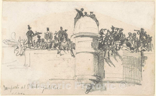 Art Print : John Singer Sargent, Ramparts at St. Maloâ€”Yacht Race, 1875 - Vintage Wall Art