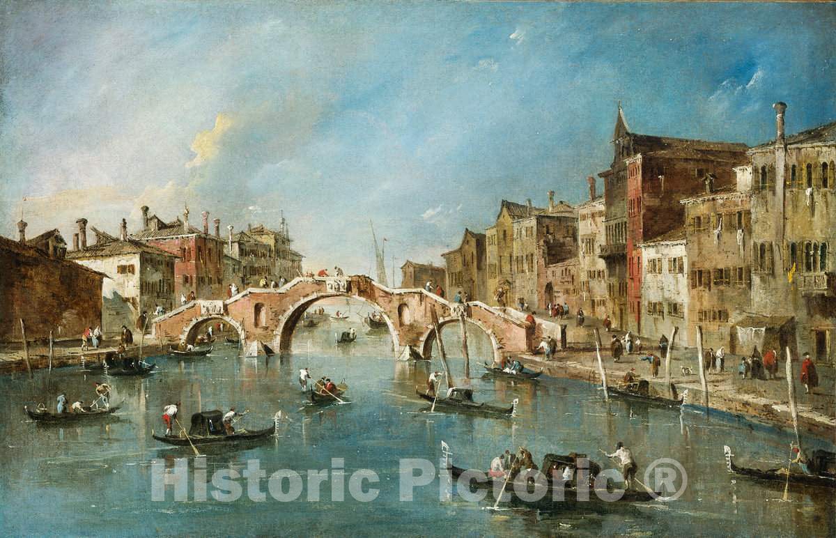 Art Print : Francesco Guardi, View on The Cannaregio Canal, Venice, c. 1775-1780 - Vintage Wall Art