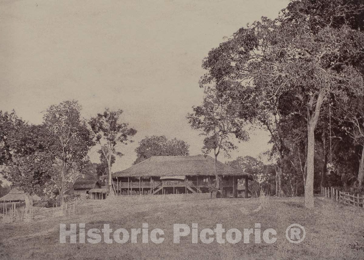 Art Print : Linnaeus Tripe, Rangoon: Mission House at Kemindine, November 1855 - Vintage Wall Art