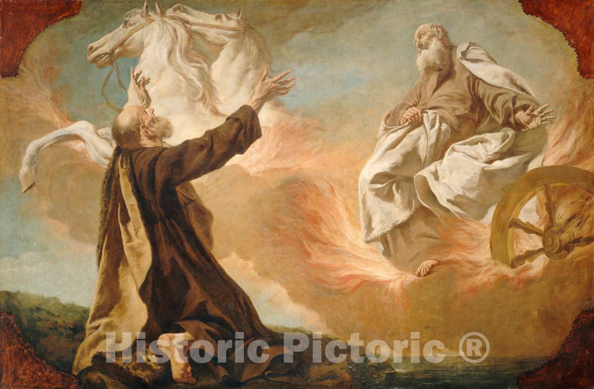 Art Print : Giuseppe Angeli, Elijah Taken Up in a Chariot of Fire, c.1748 - Vintage Wall Art