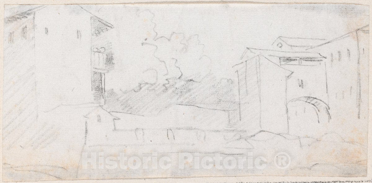 Art Print : Hubert Robert, Italian City Scene, c.1760 - Vintage Wall Art