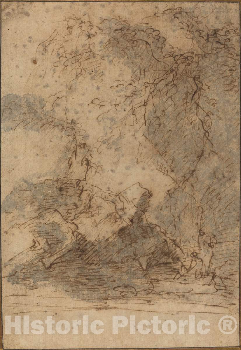 Art Print : Salvator Rosa, Landscape, mid 1660s - Vintage Wall Art