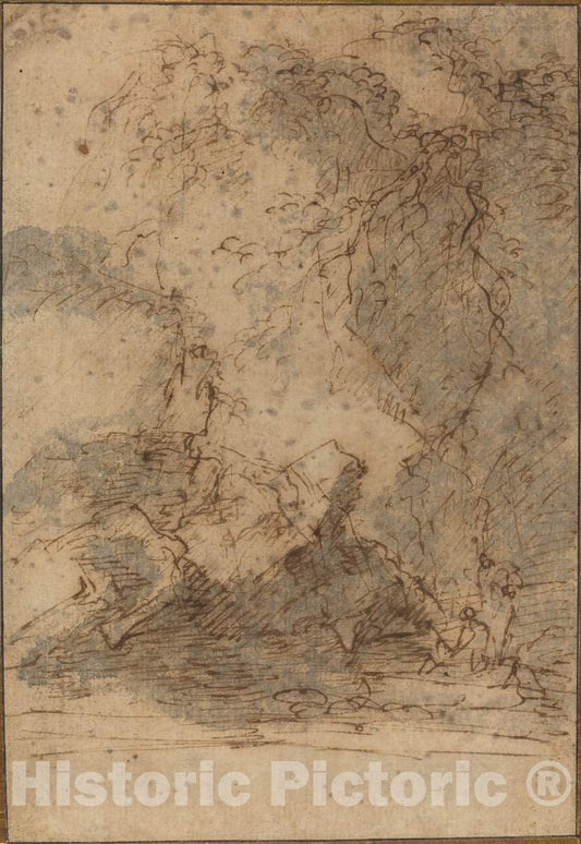 Art Print : Salvator Rosa, Landscape, mid 1660s - Vintage Wall Art