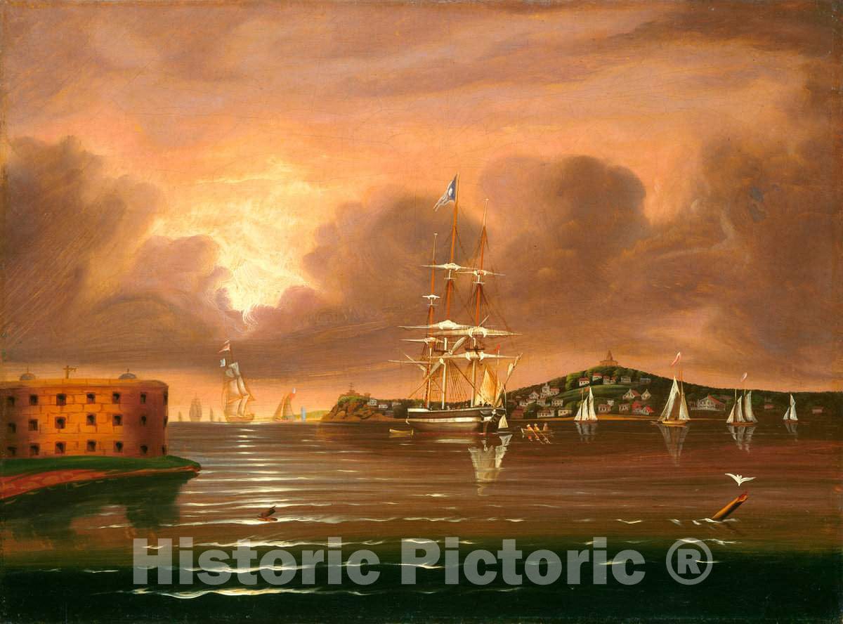 Art Print : Thomas Chambers, Threatening Sky, Bay of New York, mid 19th Century - Vintage Wall Art