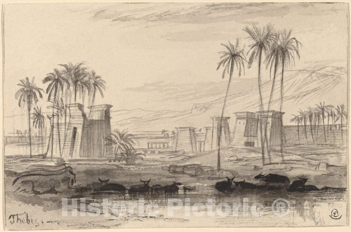Art Print : Edward Lear, Thebes, c.1885 - Vintage Wall Art