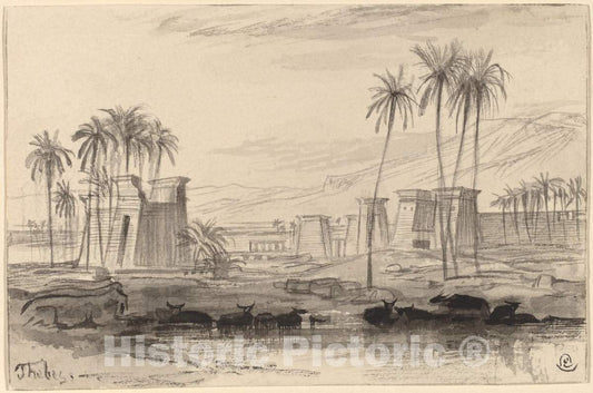 Art Print : Edward Lear, Thebes, c.1885 - Vintage Wall Art