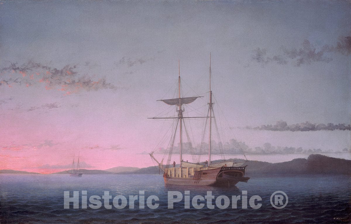 Art Print : Fitz Henry Lane, Lumber Schooners at Evening on Penobscot Bay, 1863 - Vintage Wall Art