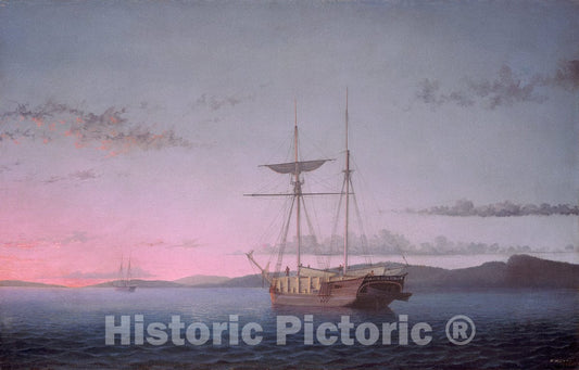 Art Print : Fitz Henry Lane, Lumber Schooners at Evening on Penobscot Bay, 1863 - Vintage Wall Art