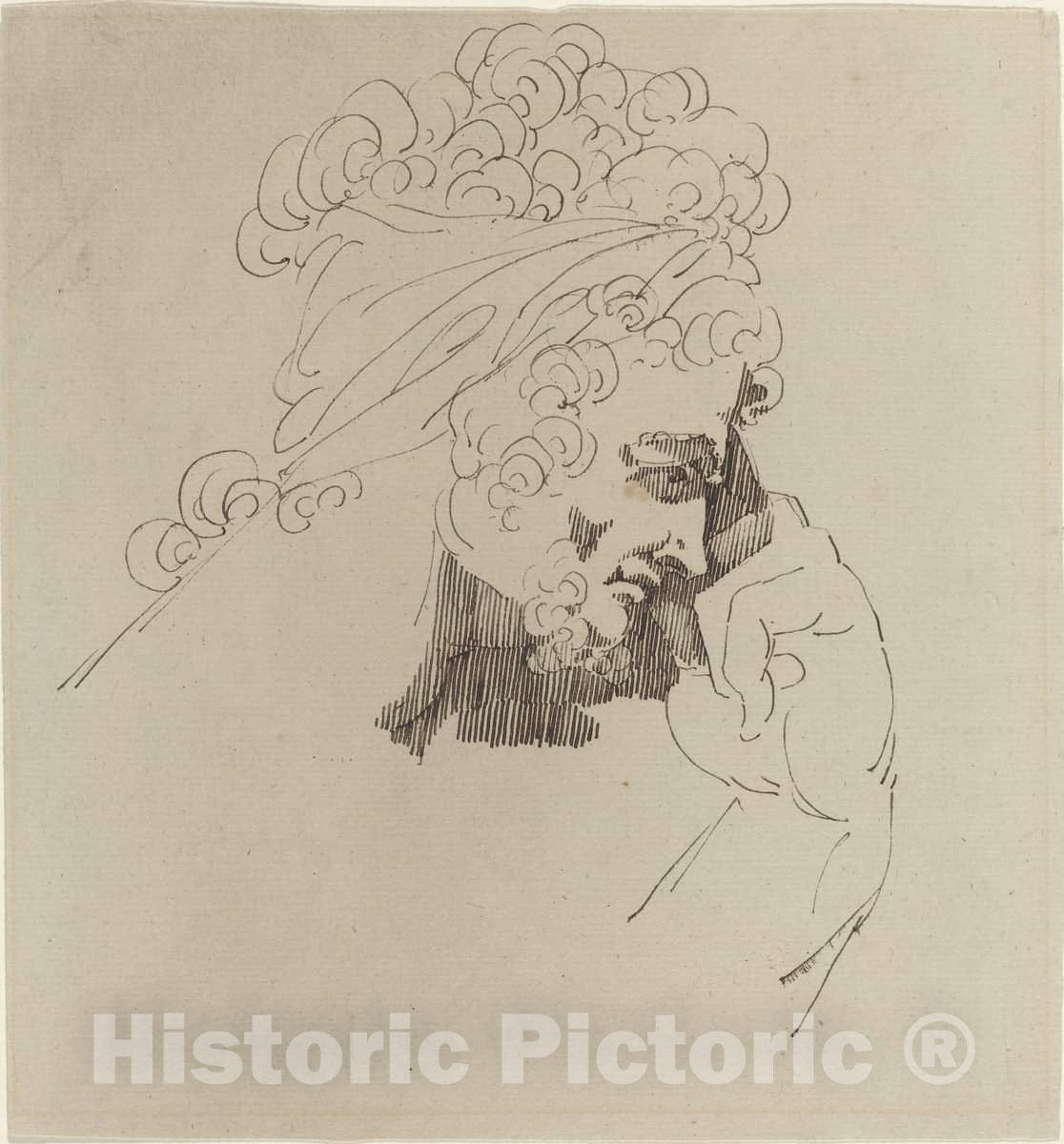 Art Print : Head of a Man, c. 1779 - Vintage Wall Art