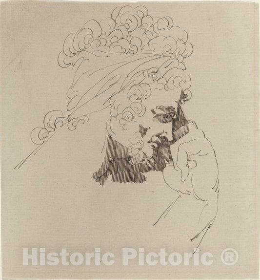 Art Print : Head of a Man, c. 1779 - Vintage Wall Art
