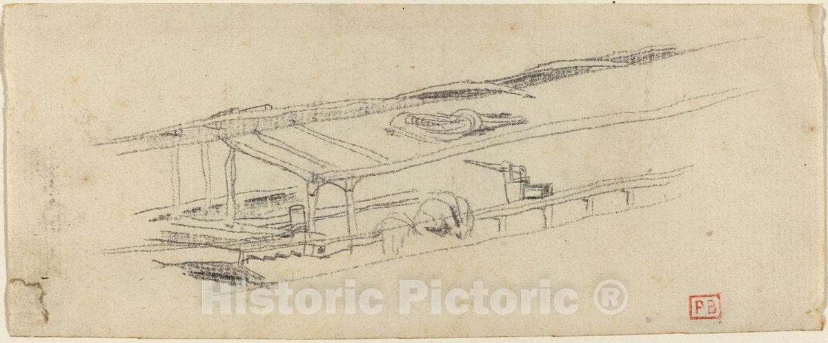 Art Print : Charles Meryon, Study for Le Petit Pont, c. 1850 - Vintage Wall Art