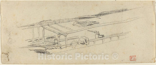 Art Print : Charles Meryon, Study for Le Petit Pont, c. 1850 - Vintage Wall Art