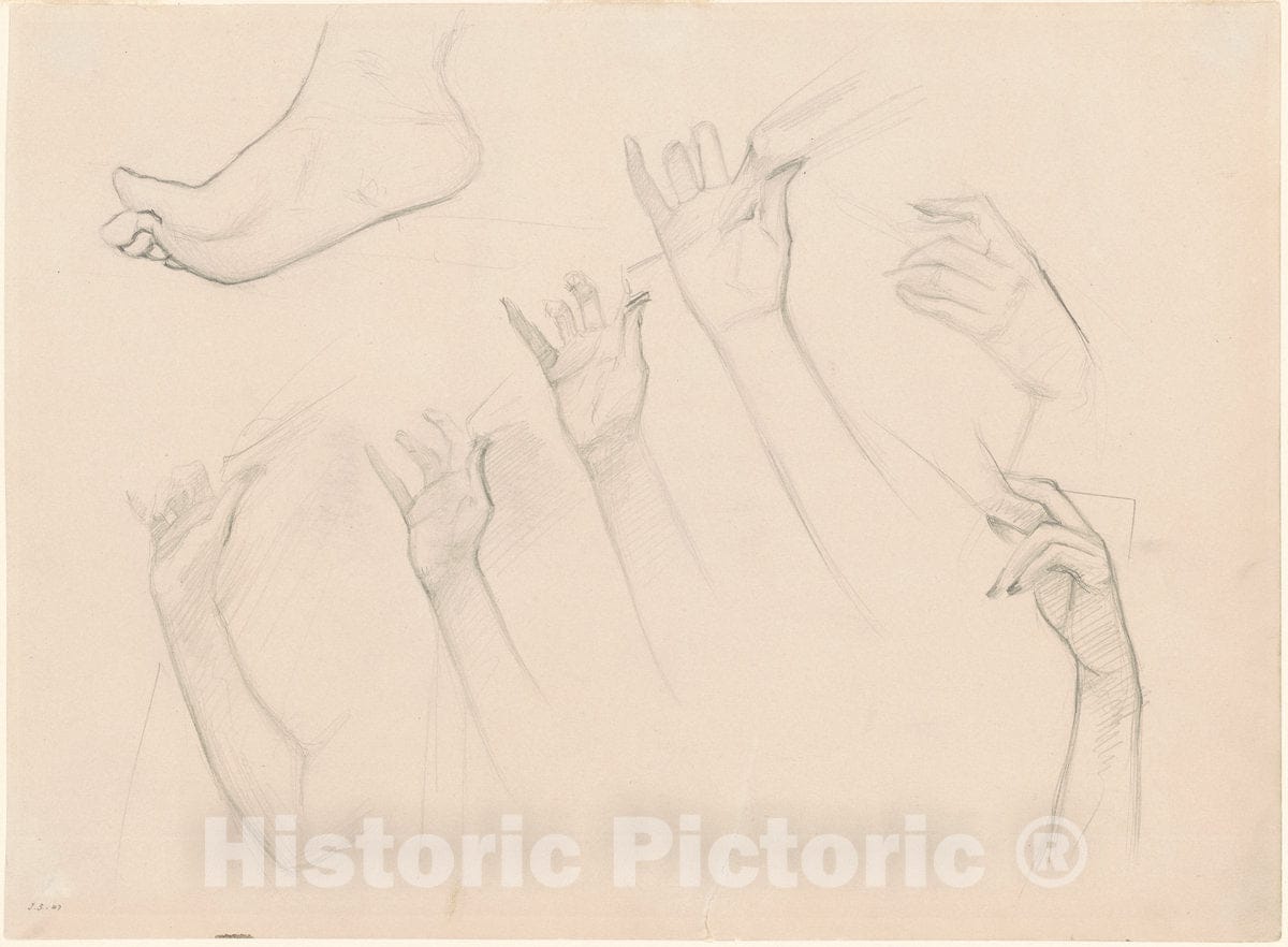 Art Print : John Singer Sargent, Studies for Fumee d'Ambre Gris, 1880 - Vintage Wall Art