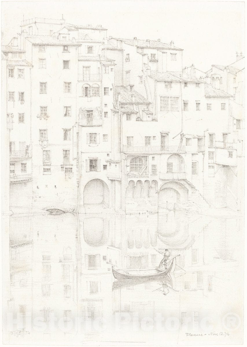 Art Print : Sir Edward John Poynter, A View of The Arno, Florence, 1874 - Vintage Wall Art