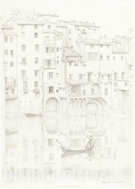 Art Print : Sir Edward John Poynter, A View of The Arno, Florence, 1874 - Vintage Wall Art