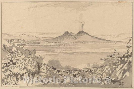 Art Print : Edward Lear, Napoli, c.1885 - Vintage Wall Art