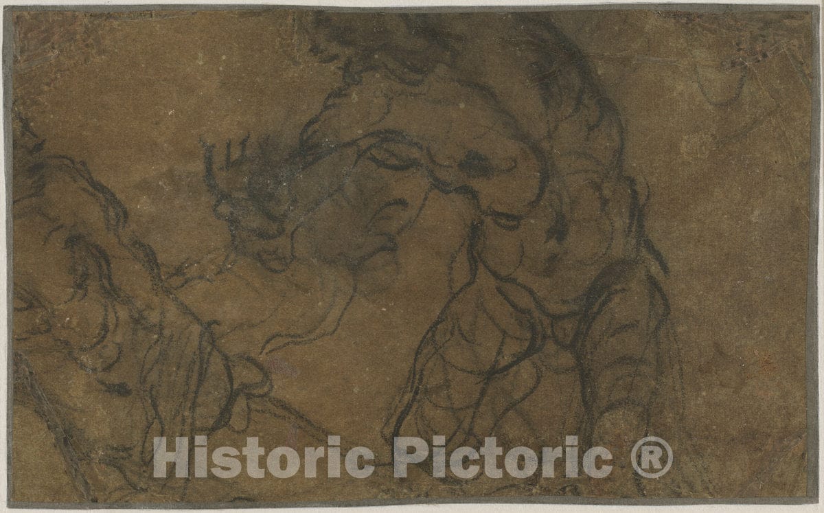 Art Print : Domenico Tintoretto, Two Male Figures (Verso), c.1602 - Vintage Wall Art