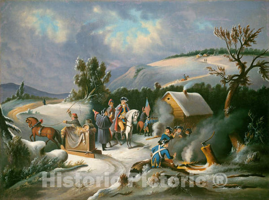 Art Print : Washington at Valley Forge, mid 19th Century - Vintage Wall Art